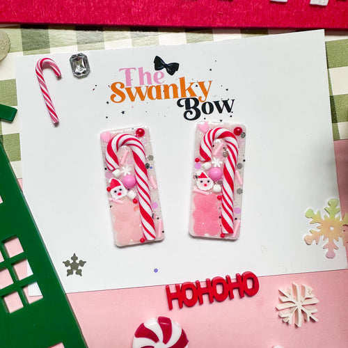 Candy Cane Chunky Hair Clips